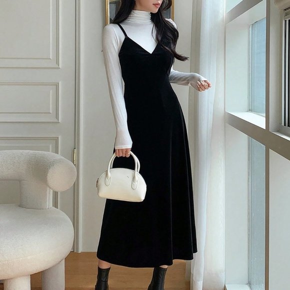 Black Casual Womens Solid Cami Dress - Picture 5 of 6